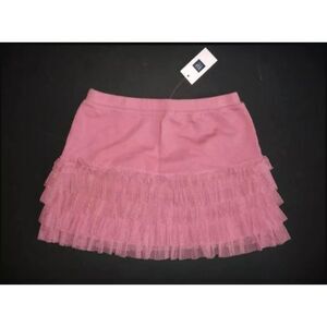 NWT Gap Kids knit mini skirt pink mauve tulle ruffle layered pull on 6 7 Small